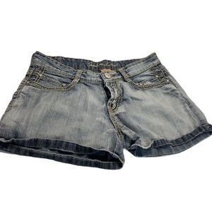 Funhouse Vintage Womens Jean Shorts Blue Stretch Light Wash Pocket Juniors 5